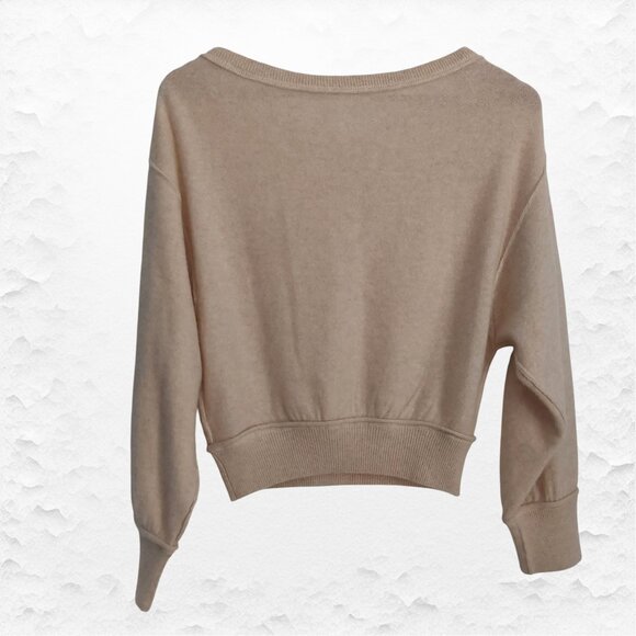 Free People 100% Cashmere Sweater XS Oatmeal Beige V-Neck Soft Luxe Knit EUC - Picture 3 of 10